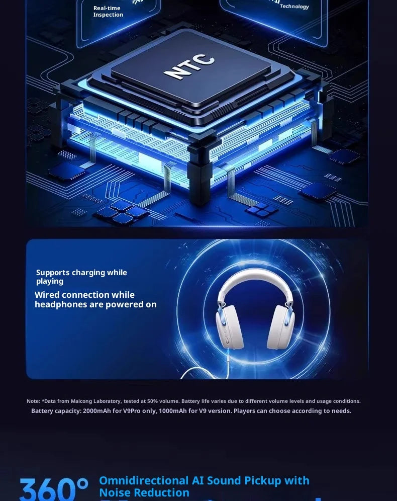 MCHOSE V9 Pro 2 Headset with Microphone Three Mode Bluetooth Wireless Computer PC Gamer Headphones Accessories V9 Pro MCHOSE
