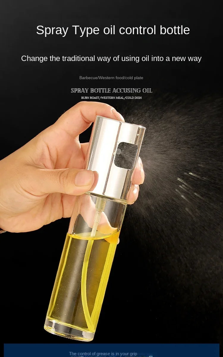 Glass Spray Bottle Kitchen Tool Spray Oiler Seasoning Condiment Bottle Pump Oil Pot Leak-Proof Grill BBQ Sprayer Oil Dispenser