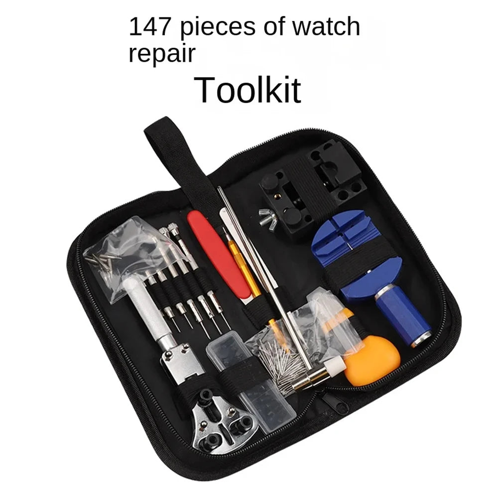 147 Parts Watch Repair Tool Kit for Disassembly Installation Maintenance Adjusting Straps Replacing Batteries