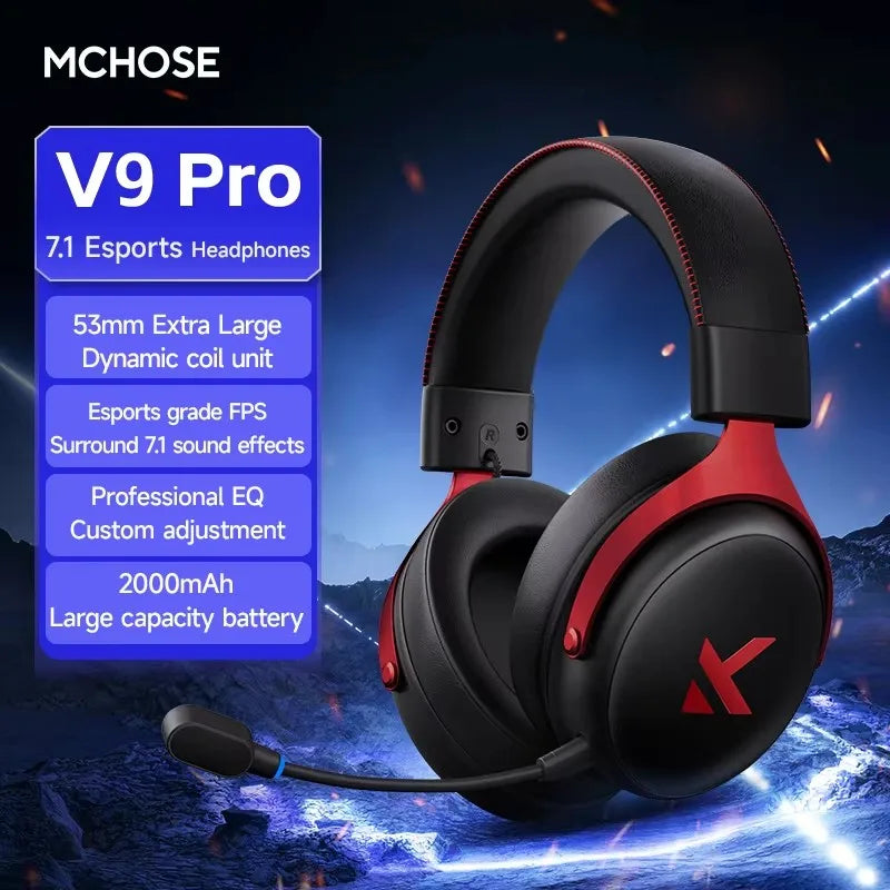MCHOSE V9 Pro 2 Headset with Microphone Three Mode Bluetooth Wireless Computer PC Gamer Headphones Accessories V9 Pro MCHOSE