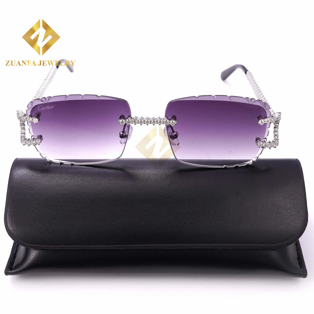 925 Silver Moissanite Glasses Fashion Hip Hop Jewelry Lab Diamond Luxury Frame Sunglasses  Summer Gifts