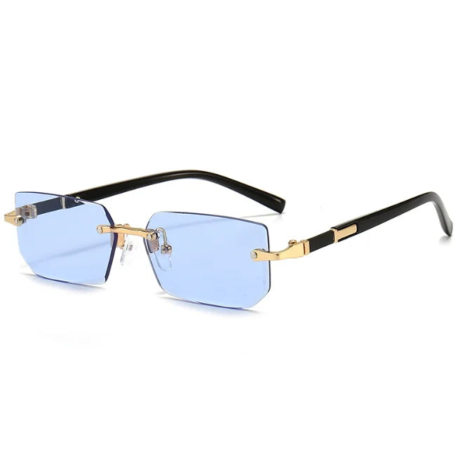 Women Rimless Rectangle Sunglasses Pink Gradient Eyeglasses Frameless Eyewear Travel Shades Sunshade UV400 Sunglasses Rimless