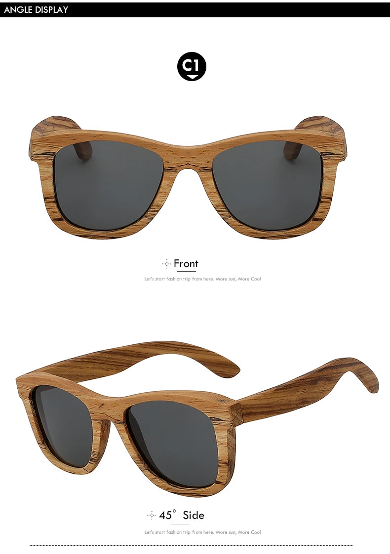 Flat Fashion Men Custom Logo Fashion Sun Glasses Sunglasses Gafas De Sol Sides High Quality Real Wooden Frame Sunglasses