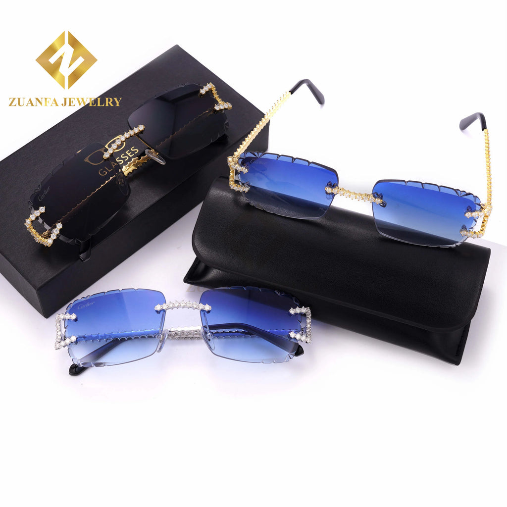 925 Silver Moissanite Glasses Fashion Hip Hop Jewelry Lab Diamond Luxury Frame Sunglasses  Summer Gifts