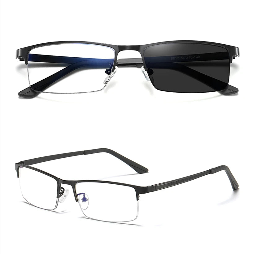 2026 men's photochromic glasses anti blue light UV400 indoor outdoor 2026 lens metal Half-frame from qingqing