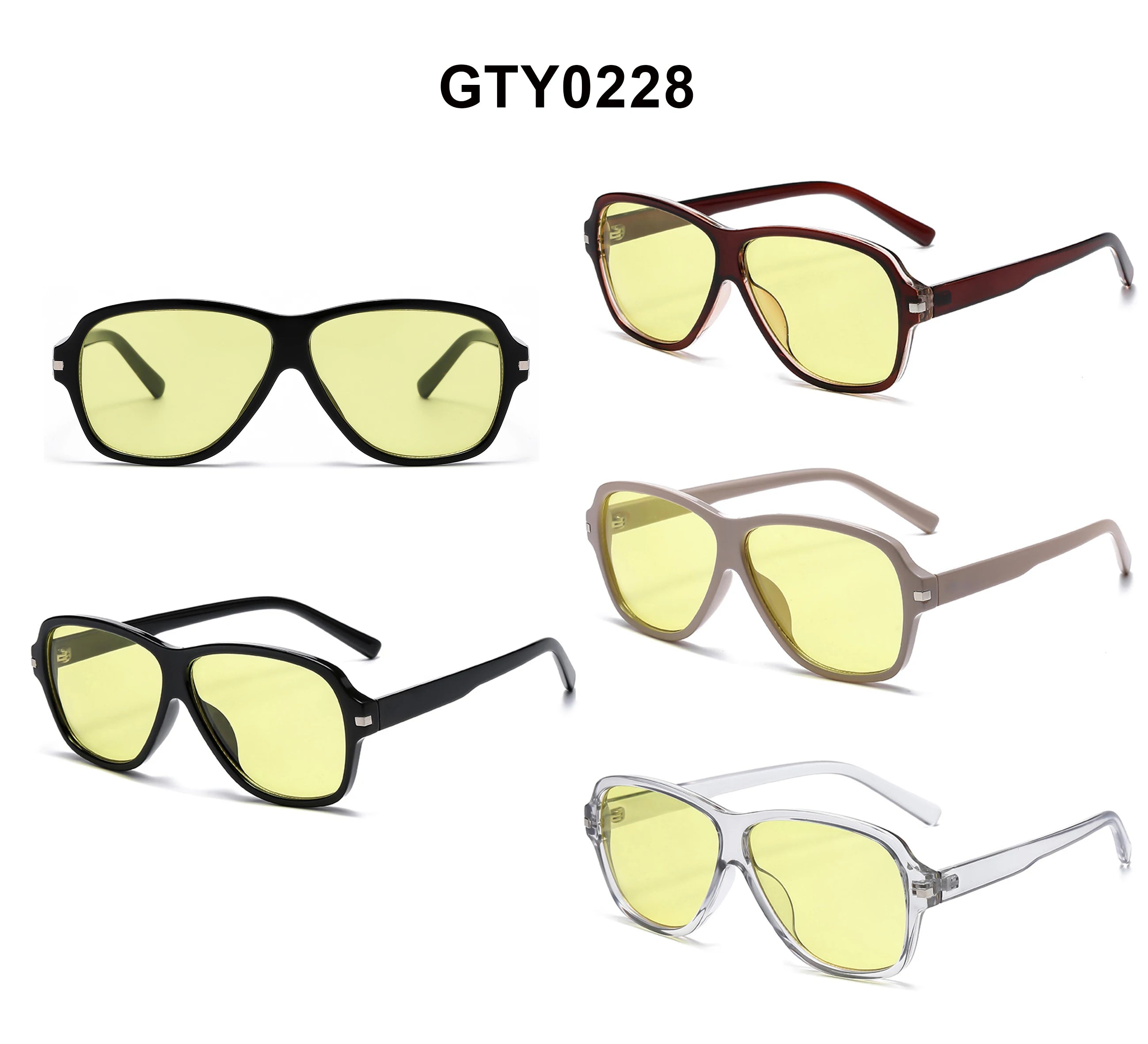 Wholesale Luxury Fashion Women Sunglasses New Rectangular Red Brown Pink PC Customizable Printing Lens Light Weight
