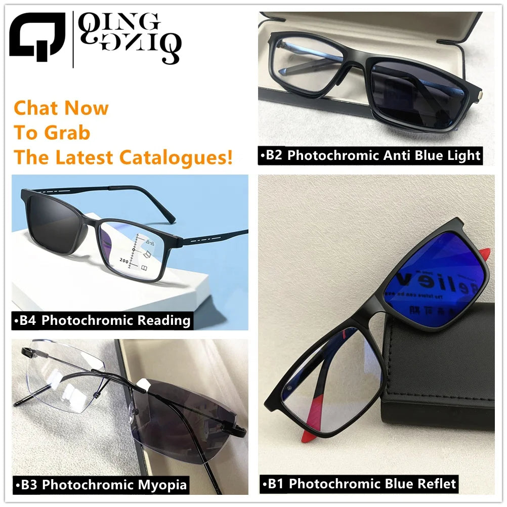 2026 men's photochromic glasses anti blue light UV400 indoor outdoor 2026 lens metal Half-frame from qingqing