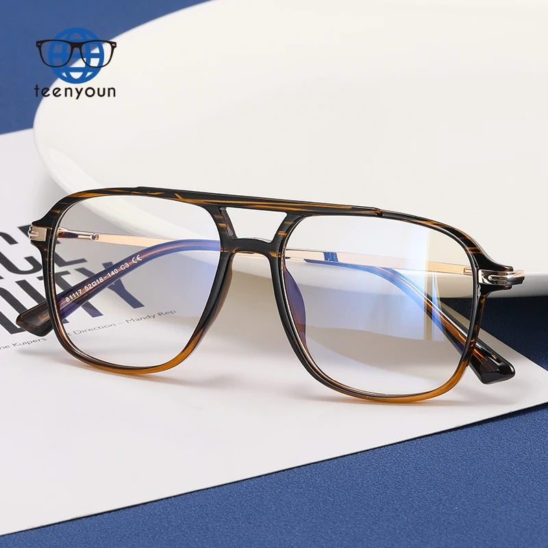 Teenyoun TR90 Men's Square Frame Simple Business Anti Blue Light Glasses Women Wholesale Blue Light Blocking Eyewear Eyeglasses