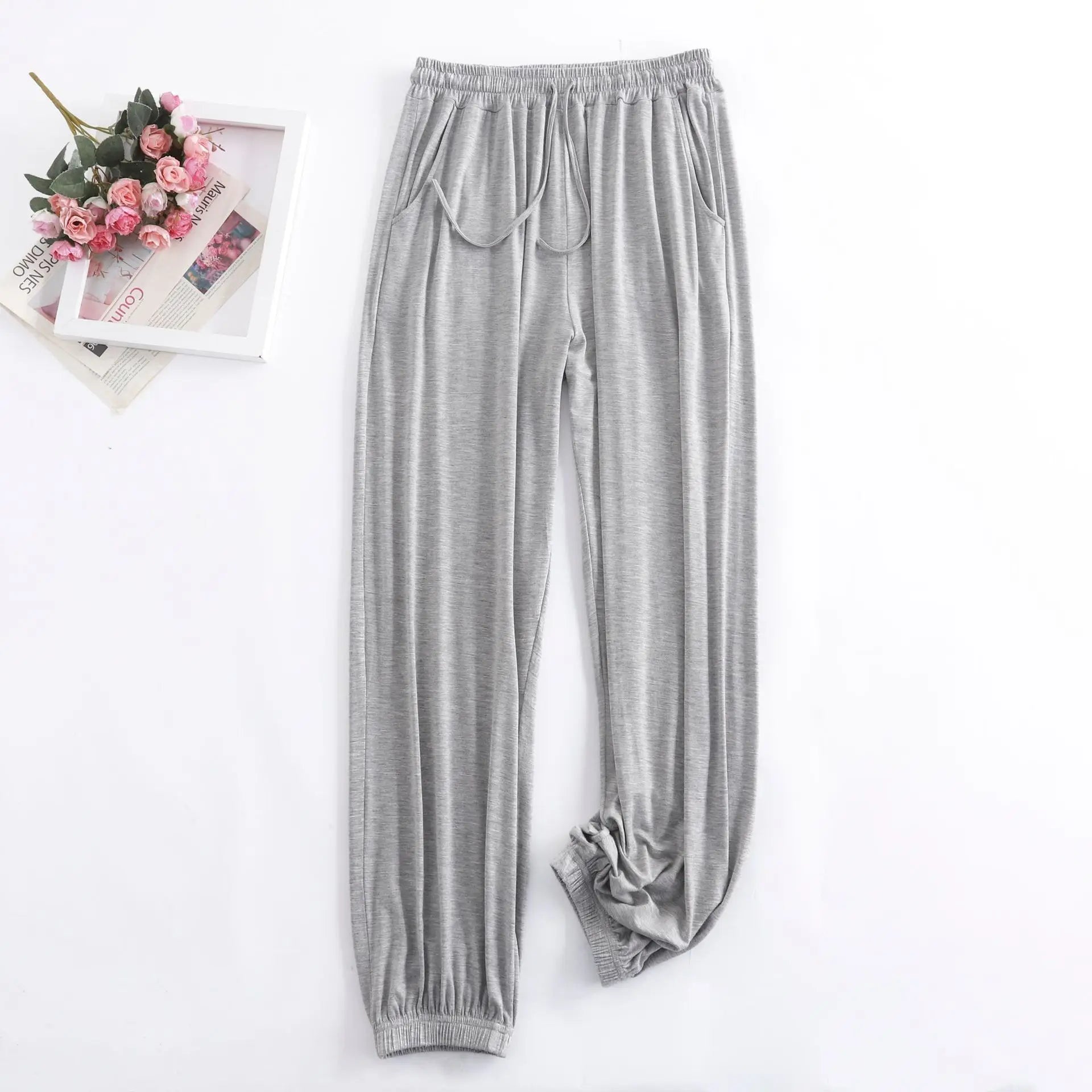 Pantalon Pour Femme New Spring Autumn Soft Modal Women's Pajamas Pant Home Wear Sleep Bottoms Wide Leg Trousers 13 Colors