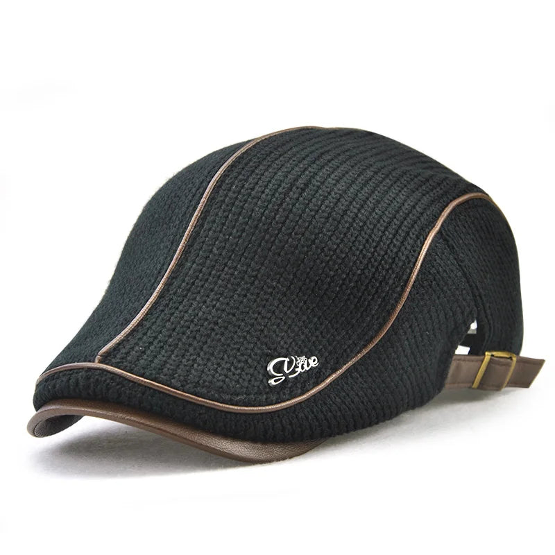 JAMONT 2019 High Quality Brand Knitted Beret Casquette Homme Leather Flat Cap for Men Boina Hombre Visor Hat Planas Snapback Hat