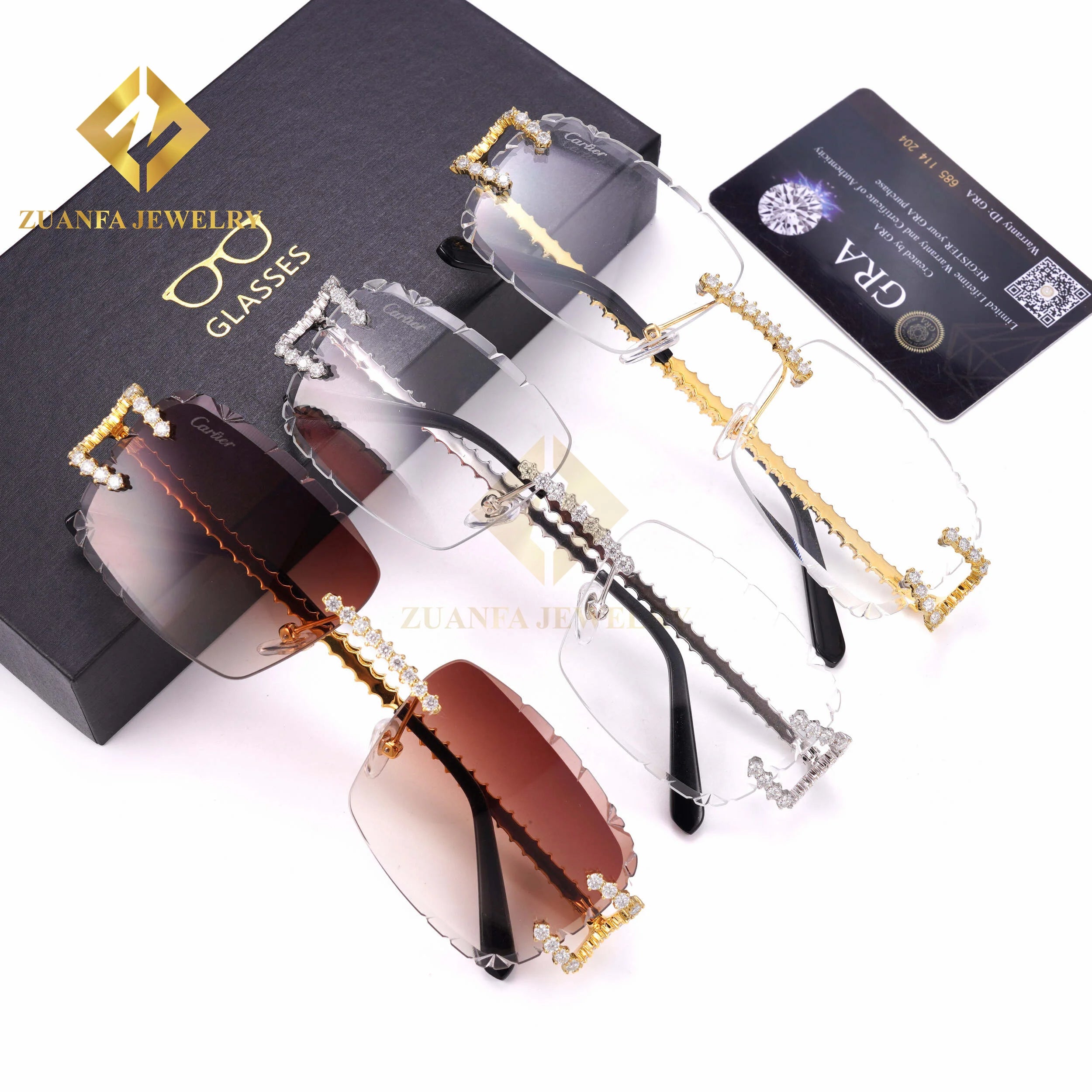 925 Silver Moissanite Glasses Fashion Hip Hop Jewelry Lab Diamond Luxury Frame Sunglasses  Summer Gifts