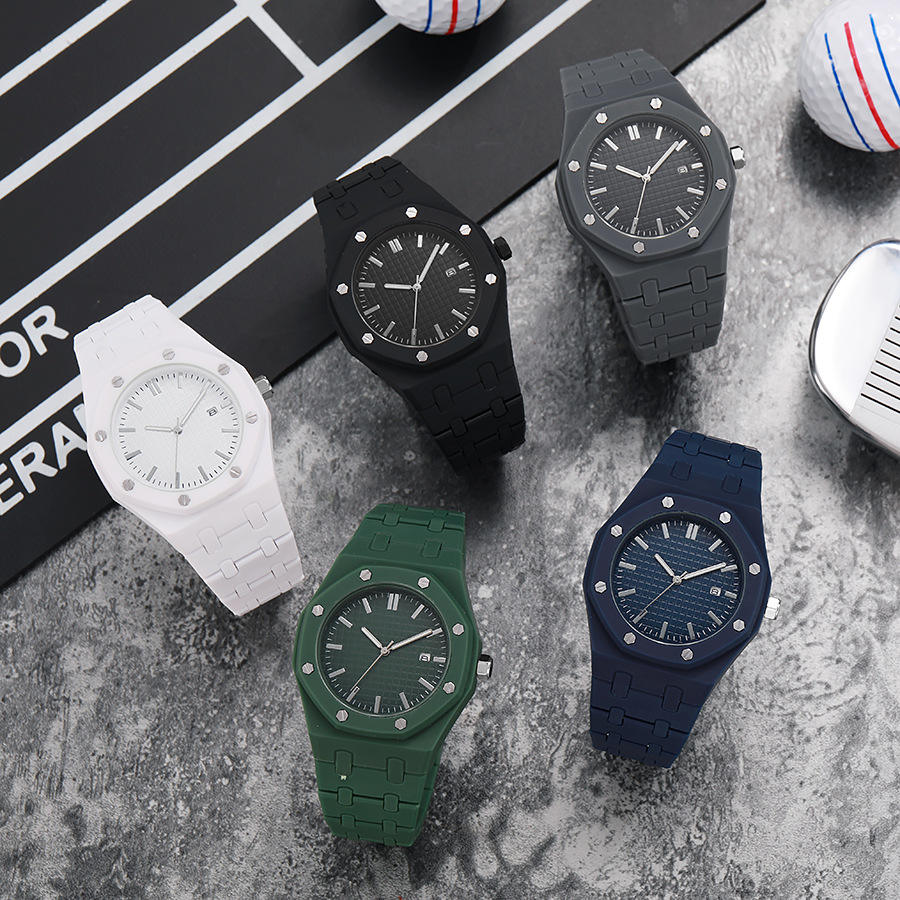 TG-2904 Nouvelles montres-bracelets pour hommes, montres à quartz étanches avec calendrier, montres à quartz en plastique pour hommes