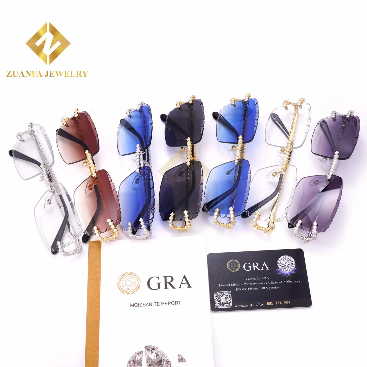 925 Silver Moissanite Glasses Fashion Hip Hop Jewelry Lab Diamond Luxury Frame Sunglasses  Summer Gifts