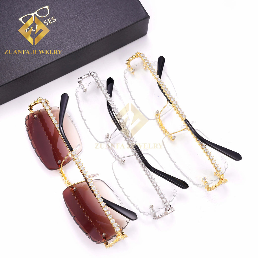 925 Silver Moissanite Glasses Fashion Hip Hop Jewelry Lab Diamond Luxury Frame Sunglasses  Summer Gifts