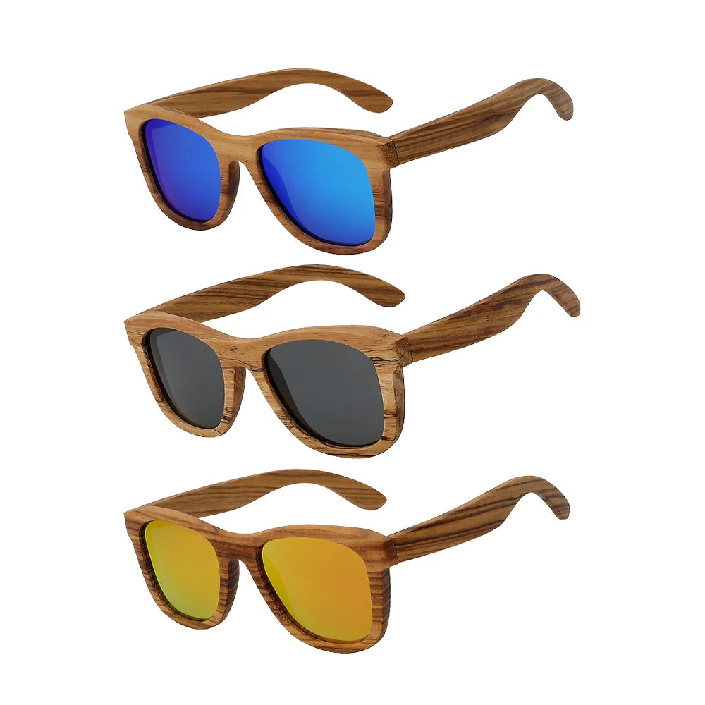 Flat Fashion Men Custom Logo Fashion Sun Glasses Sunglasses Gafas De Sol Sides High Quality Real Wooden Frame Sunglasses
