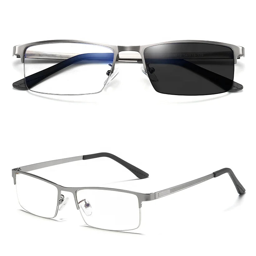 2026 men's photochromic glasses anti blue light UV400 indoor outdoor 2026 lens metal Half-frame from qingqing