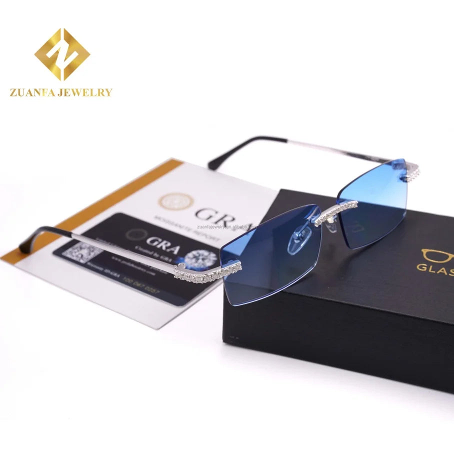Diamond  Cut Lens Frame Square Gradient Sunglasses Men Fashion Punk Sun Glasses Vintage Trendy Moissanite Glasses Hip Hop