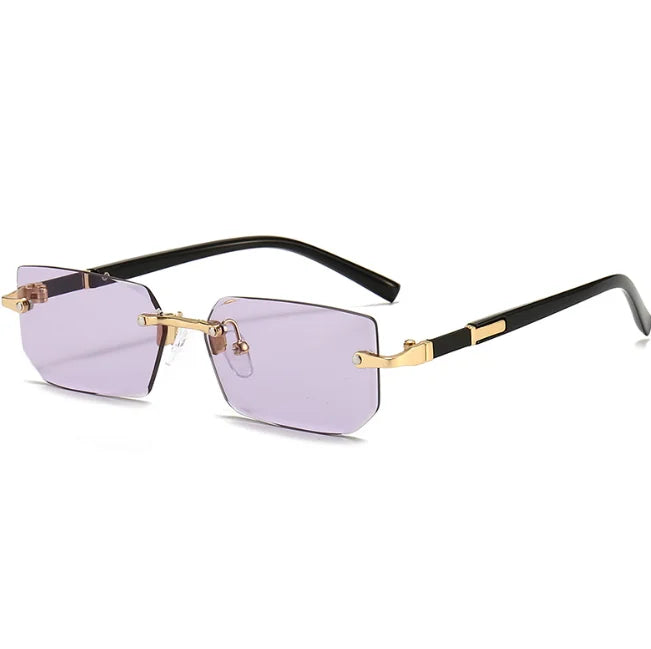 Women Rimless Rectangle Sunglasses Pink Gradient Eyeglasses Frameless Eyewear Travel Shades Sunshade UV400 Sunglasses Rimless