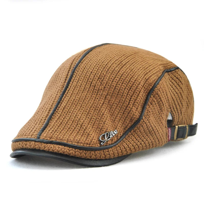JAMONT 2019 High Quality Brand Knitted Beret Casquette Homme Leather Flat Cap for Men Boina Hombre Visor Hat Planas Snapback Hat