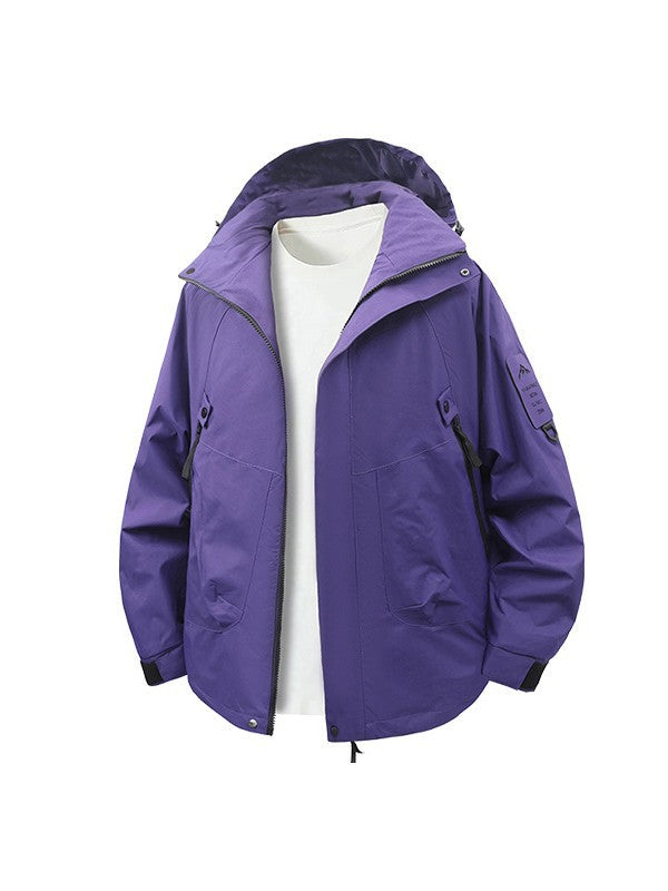 Jacket Men's 2025 Spring and Autum Loose Workwear Windproof and Waterproof Jacket Hooded Mountaineering Jacket Functional