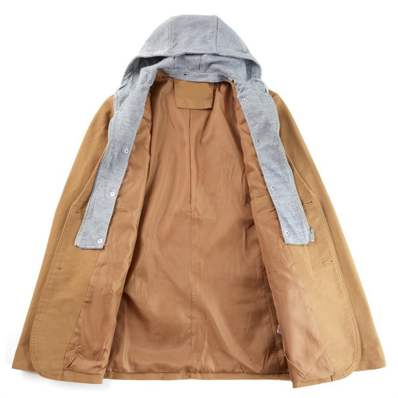Stitching Removable Hat Small Suit Men's Two-Button Casual Suit One-Piece Fat Man Jacket plus size Jacket