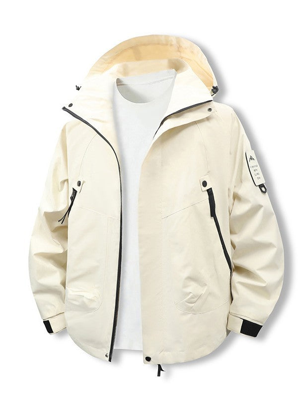 Jacket Men's 2025 Spring and Autum Loose Workwear Windproof and Waterproof Jacket Hooded Mountaineering Jacket Functional
