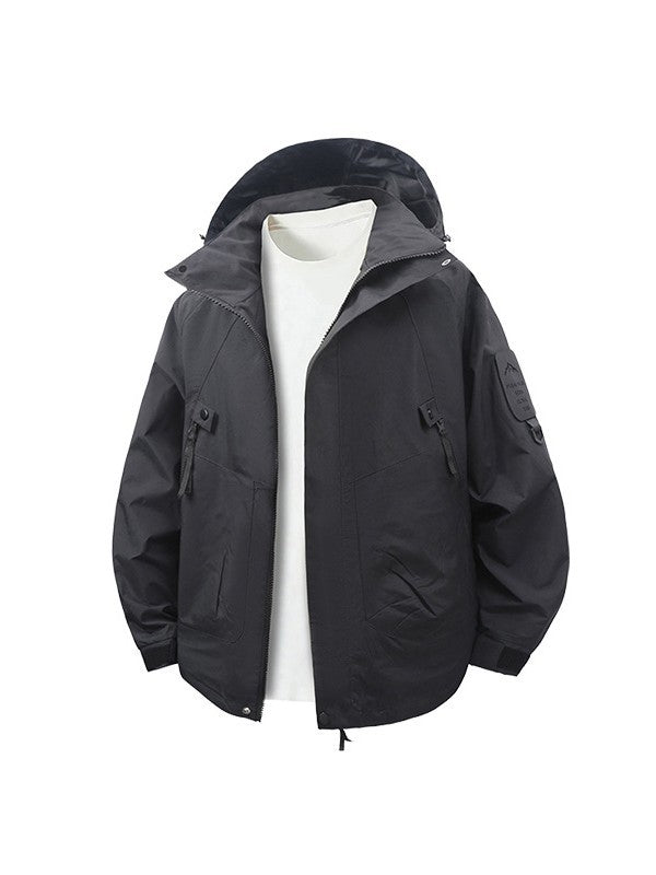 Jacket Men's 2025 Spring and Autum Loose Workwear Windproof and Waterproof Jacket Hooded Mountaineering Jacket Functional