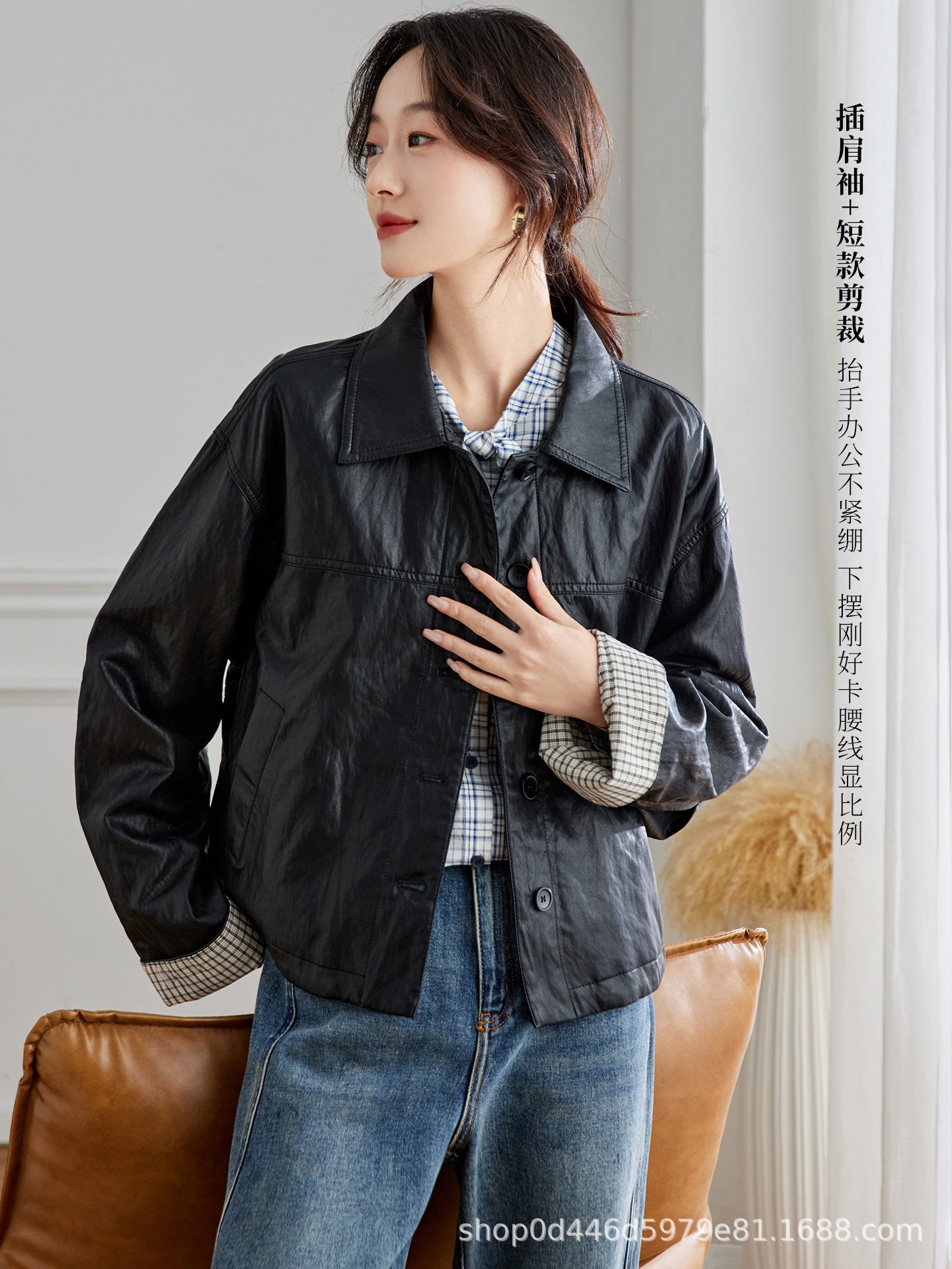 Cross-Border Jacket 2025 Super Popular Korean Casual Lapel Small Leather Jacket for Women in Autum Super Nice Leather Jacket Short Jacket