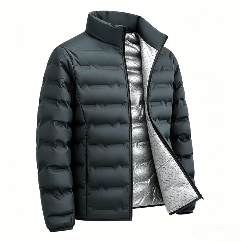 Graphene Self-heating Down Jacket Men Solid Windproof Pleated Padded Jackets Man Stand Collar Classical Warm Winter Parkas Male