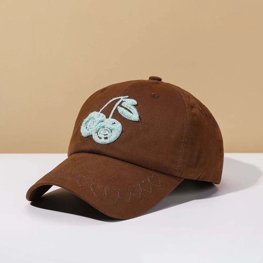 Casual Adjustable Cherry Baseball Cap Korean Style Hip-hop Embroidered Peaked Hat Versatile Sunscreen Sunshade Casquette Girls