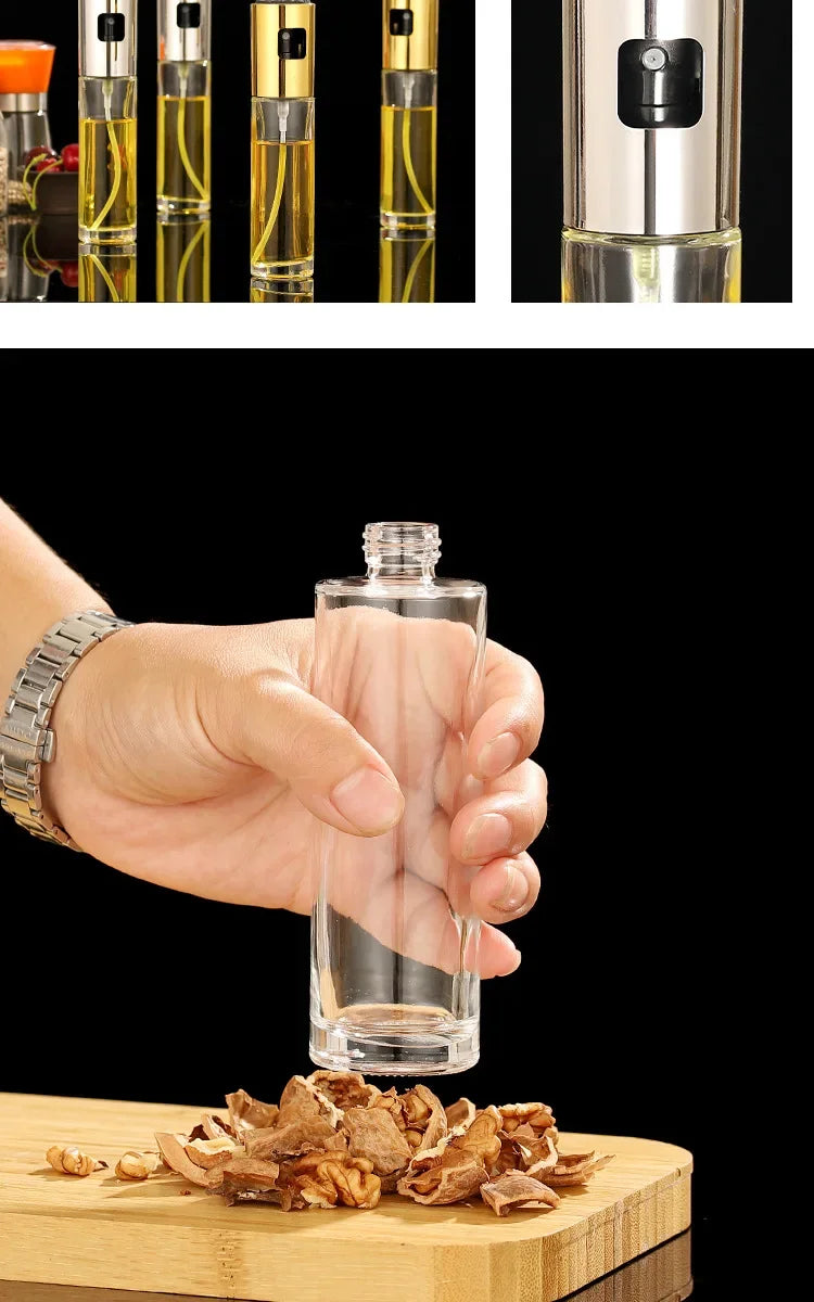 Glass Spray Bottle Kitchen Tool Spray Oiler Seasoning Condiment Bottle Pump Oil Pot Leak-Proof Grill BBQ Sprayer Oil Dispenser