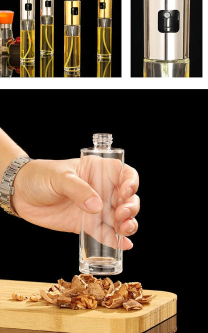 Glass Spray Bottle Kitchen Tool Spray Oiler Seasoning Condiment Bottle Pump Oil Pot Leak-Proof Grill BBQ Sprayer Oil Dispenser