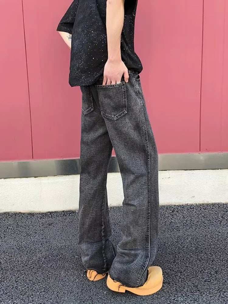 2026 Pantalon Y2K Fashion Black Grey Slim Stacked Jeans Pants For Men Designer Clothes Cotton Kpop Long Trousers Pantaloni Uomo