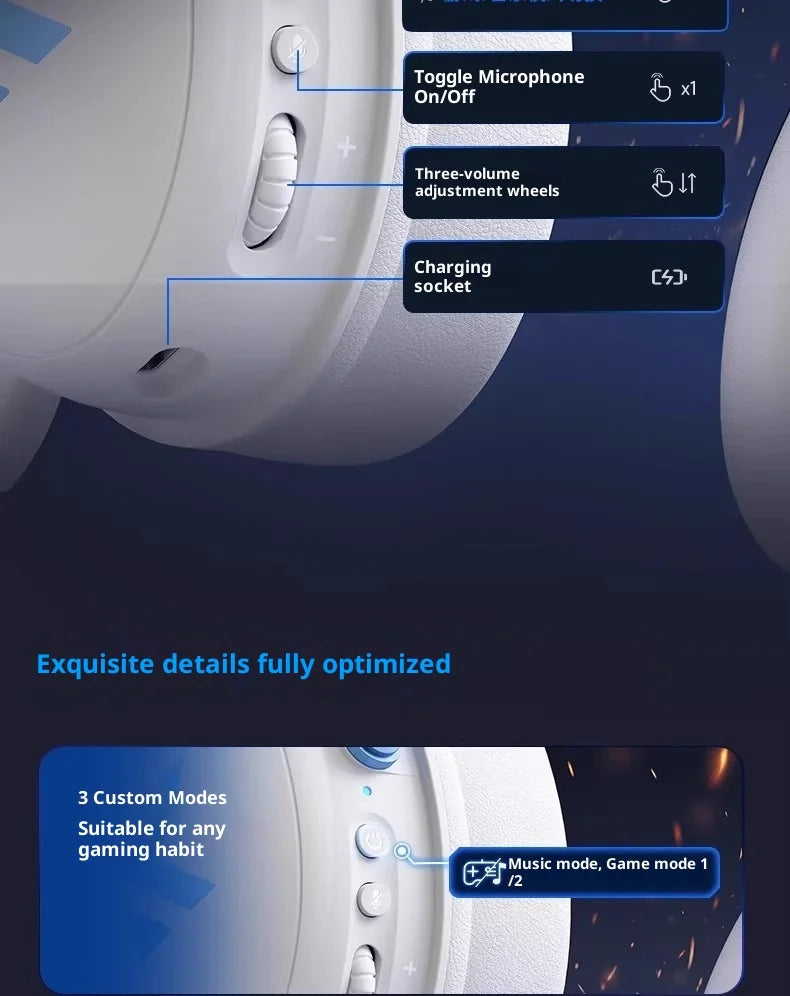 MCHOSE V9 Pro 2 Headset with Microphone Three Mode Bluetooth Wireless Computer PC Gamer Headphones Accessories V9 Pro MCHOSE