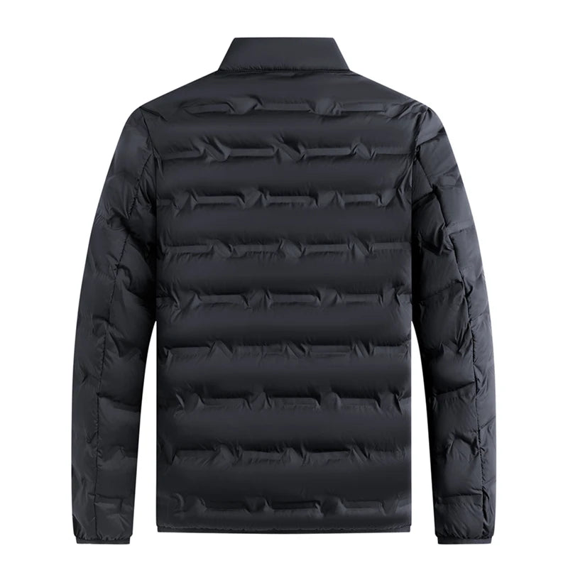 Graphene Self-heating Down Jacket Men Solid Windproof Pleated Padded Jackets Man Stand Collar Classical Warm Winter Parkas Male