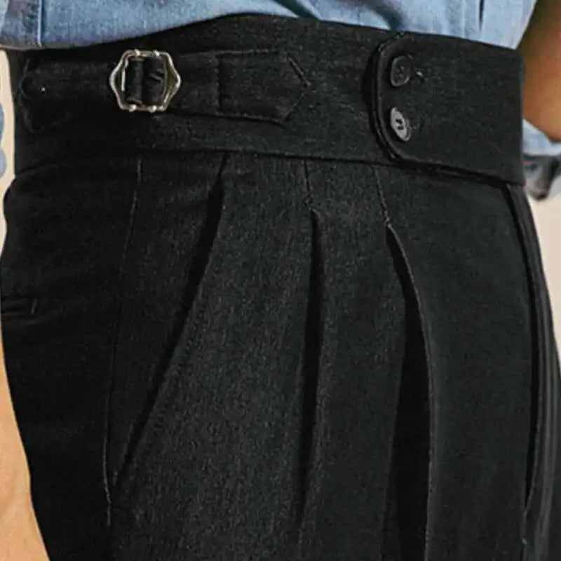 Pantalon Homme Italian High Waist Pant Business Versatile Draped Trousers Gentlemen Office Trousers Men 2023Dress Pant Men Black