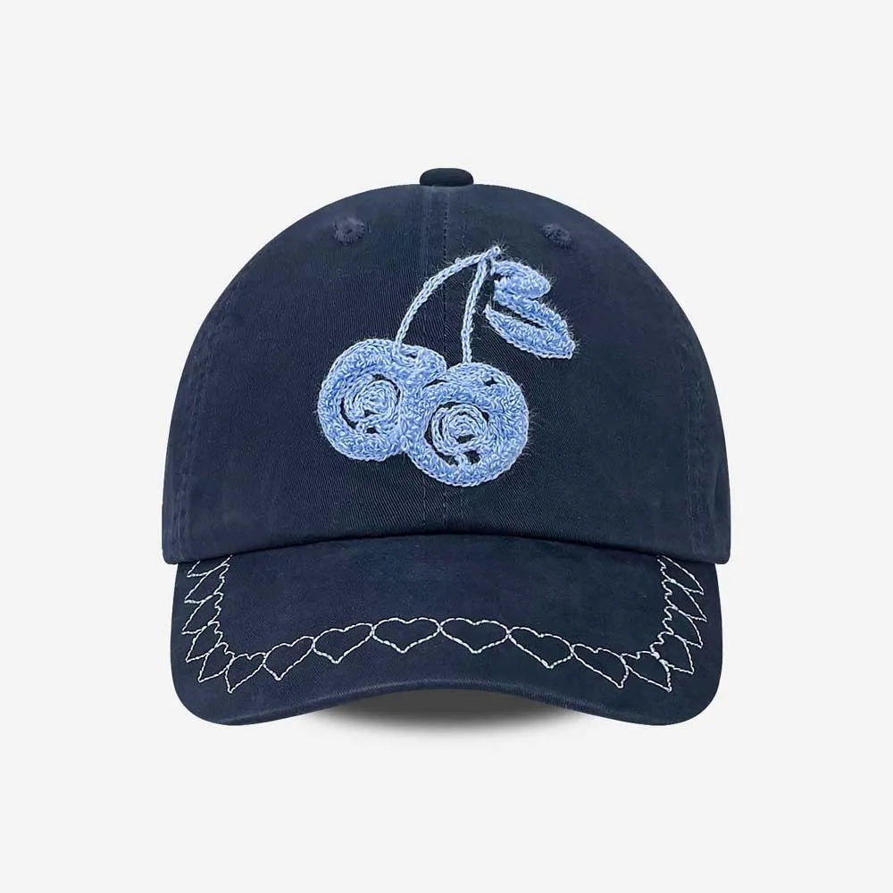 Casual Adjustable Cherry Baseball Cap Korean Style Sunscreen Embroidered Peaked Hat Hip-hop Versatile Sunshade Casquette Women