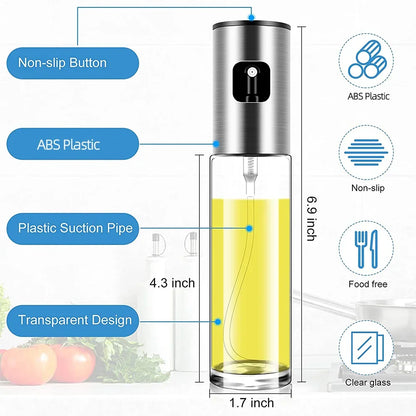Glass Spray Bottle Kitchen Tool Spray Oiler Seasoning Condiment Bottle Pump Oil Pot Leak-Proof Grill BBQ Sprayer Oil Dispenser