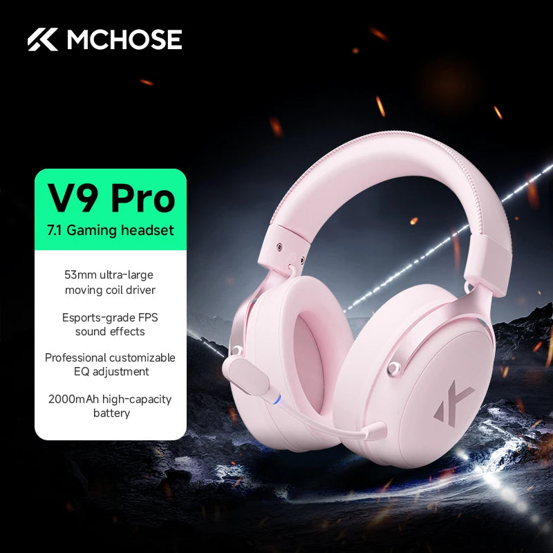 MCHOSE V9 Pro 2 Headset with Microphone Three Mode Bluetooth Wireless Computer PC Gamer Headphones Accessories V9 Pro MCHOSE