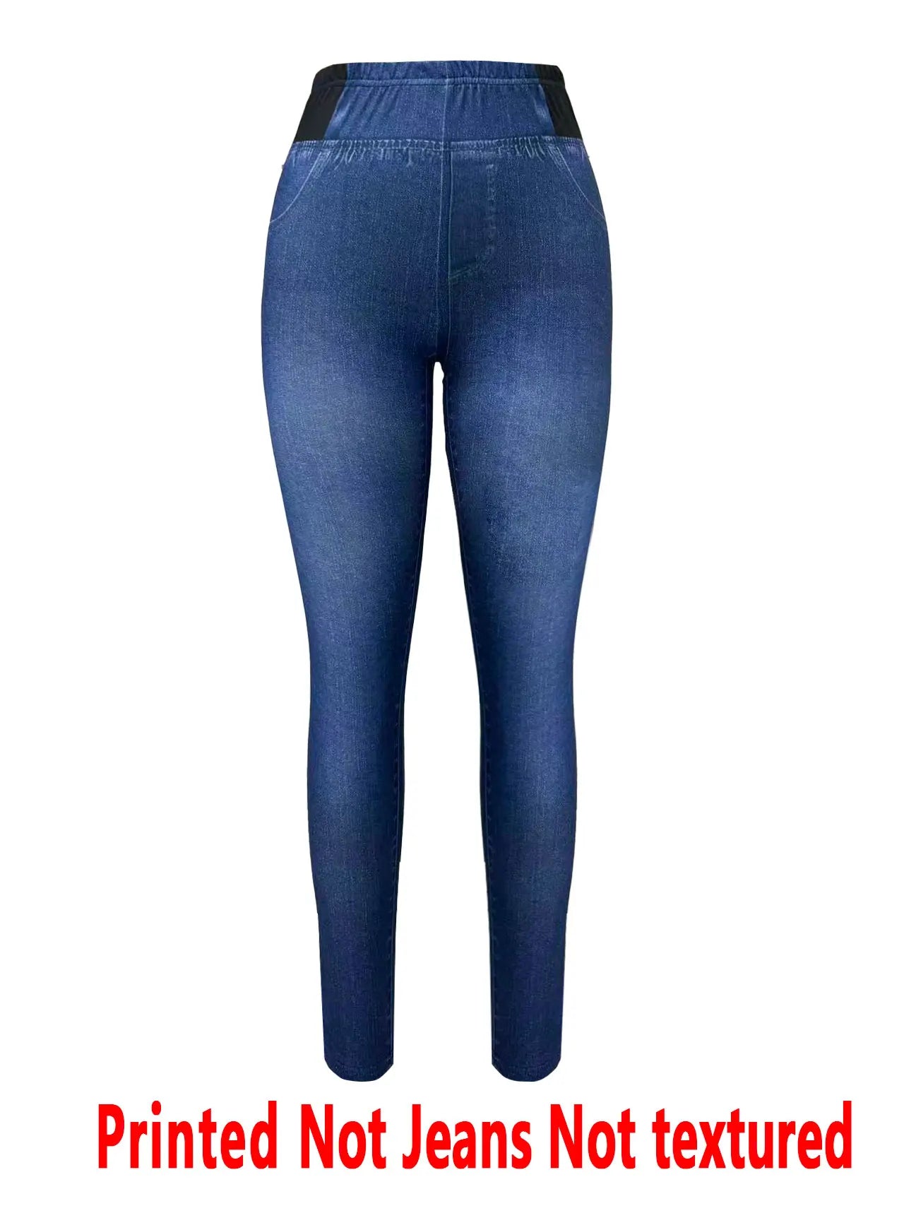 [Printed Pants - Not Denim Fabric] Printed Leggings - Non-Denim Fabric, Women's Trousers, Imitation Denim Printed Leggings for A