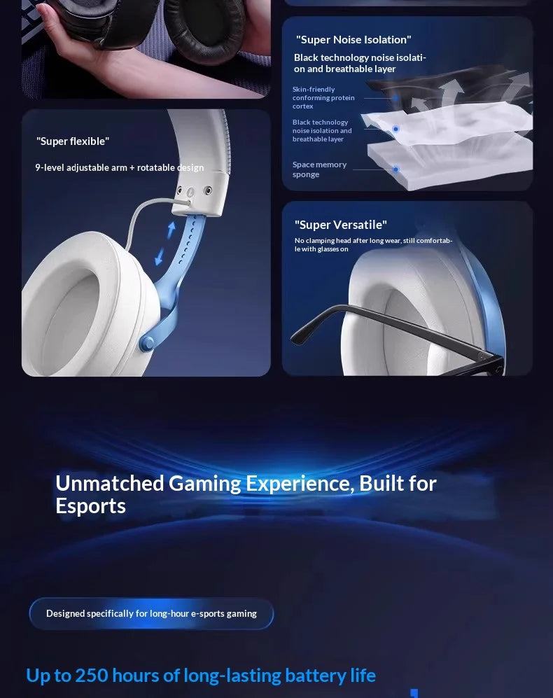 MCHOSE V9 Pro 2 Headset with Microphone Three Mode Bluetooth Wireless Computer PC Gamer Headphones Accessories V9 Pro MCHOSE