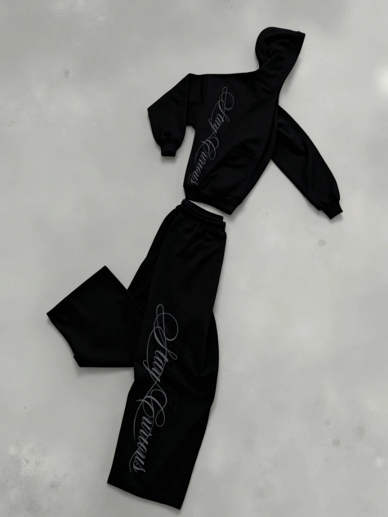 Men'S Print Casual Outfit Consisting Hoodie Joggers Print, Elastic Waistband, Drawstring, Regular Fit,Casual Pants Joggers