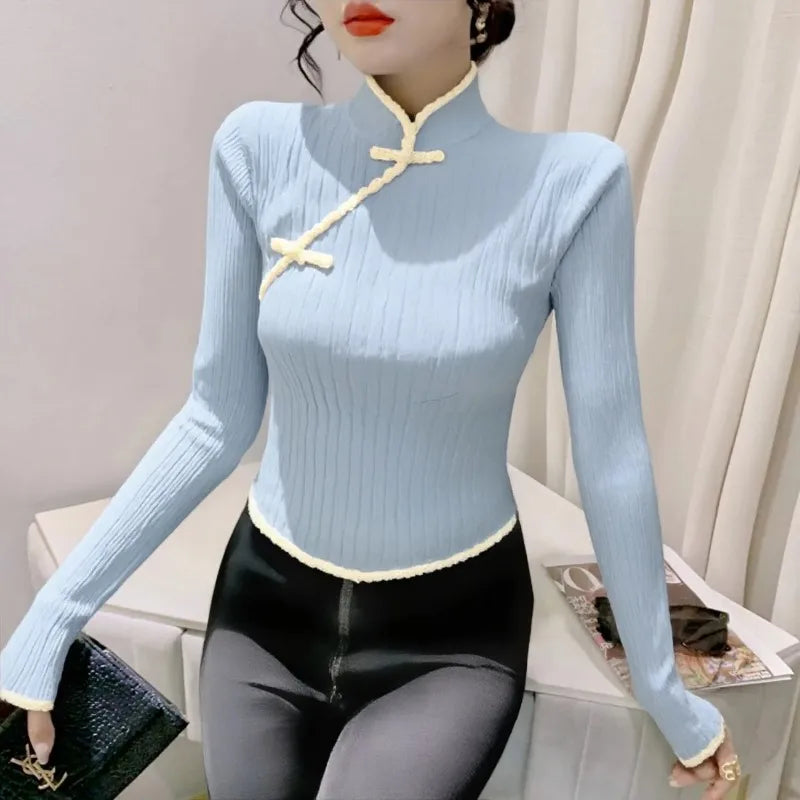 Sweater For Women 2025 Autumn Winter New Style Button Short Long-sleeved Top Pullovers