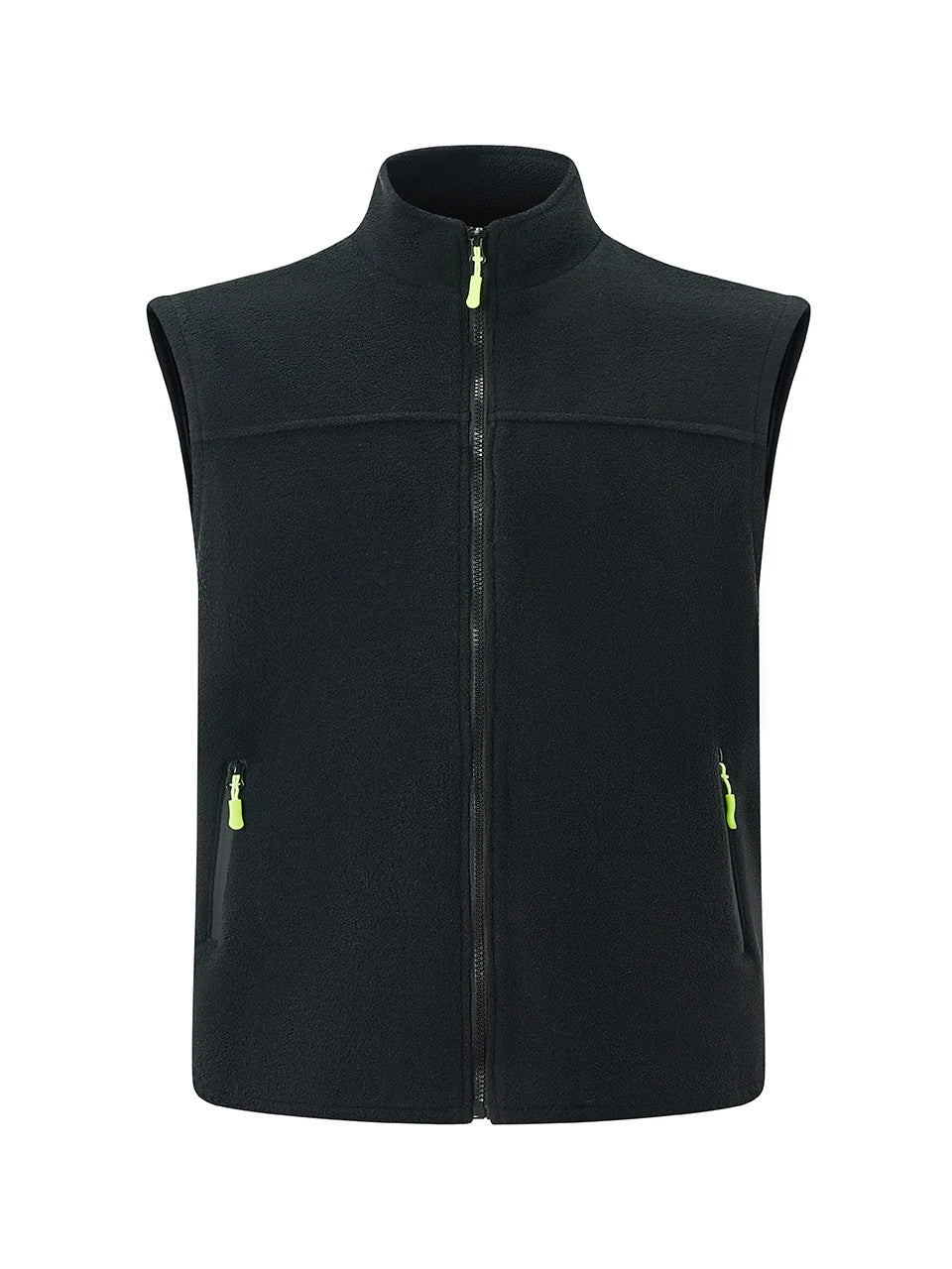 Lightweight Men Polar Fleece Gilet Full Zip Stand Collar Zipper Pockets Outdoor Hiking Sleeveless Vest For Spring Winter
