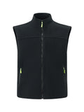 Lightweight Men Polar Fleece Gilet Full Zip Stand Collar Zipper Pockets Outdoor Hiking Sleeveless Vest For Spring Winter
