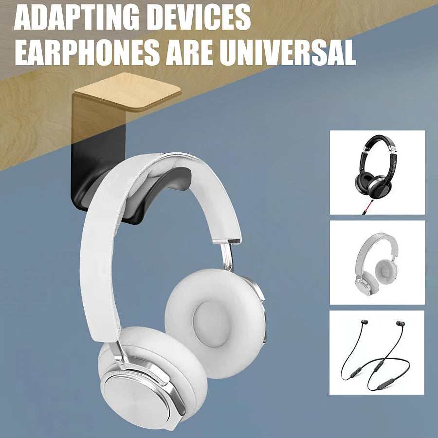 Universal Headphone Stand Adhesive Plastic Wall Mount Hanger Under Desk Headset Rack Holder Support for Gaming Earphone Bracket,