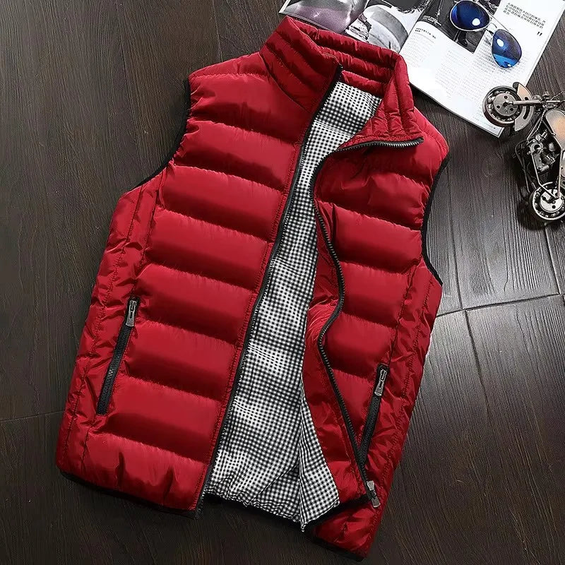 Men Vest Windproof Vest Men Jacket Sleeveless Vest Winter Jacket Casual Coat Men Down Cotton Warm Thick Waistcoat Thick Gilet