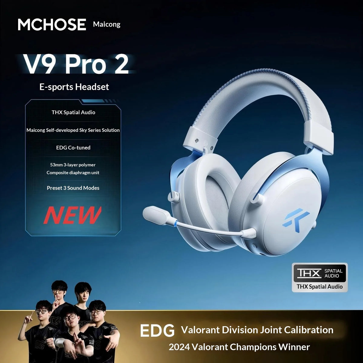 MCHOSE V9 Pro 2 Headset with Microphone Three Mode Bluetooth Wireless Computer PC Gamer Headphones Accessories V9 Pro MCHOSE