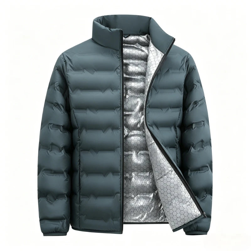 Graphene Self-heating Down Jacket Men Solid Windproof Pleated Padded Jackets Man Stand Collar Classical Warm Winter Parkas Male