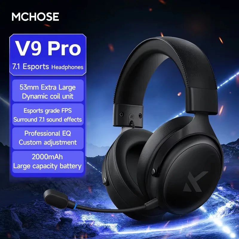 MCHOSE V9 Pro 2 Headset with Microphone Three Mode Bluetooth Wireless Computer PC Gamer Headphones Accessories V9 Pro MCHOSE